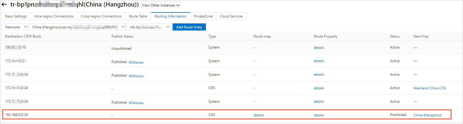 Use route maps to disable intercommunication among VPCs-Route Map 1