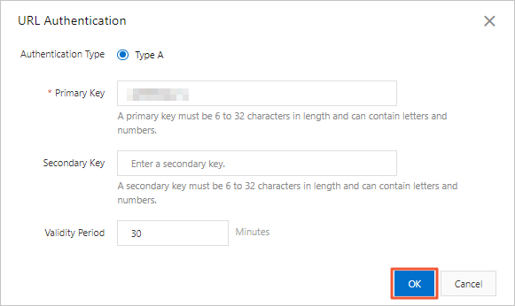 Configure URL signing