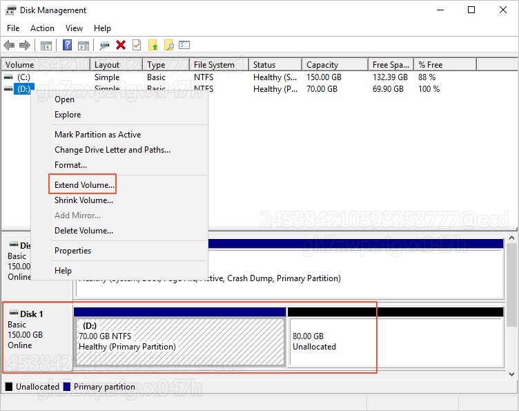 Resize the data disk