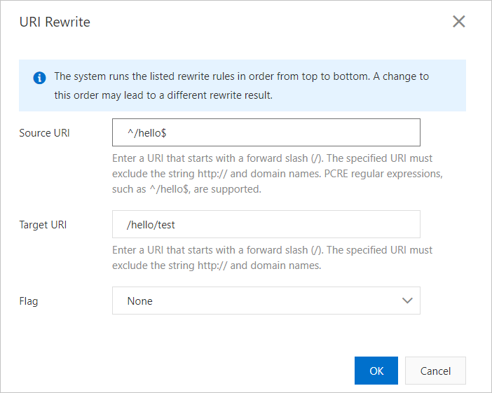Configure the URI rewrite feature