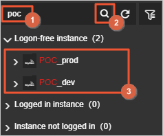 Search for instances by using the poc keyword 1