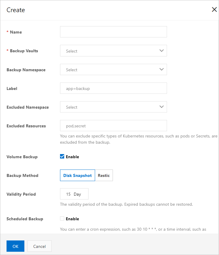 Create a backup task
