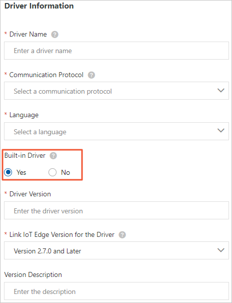 Publish a built-in driver