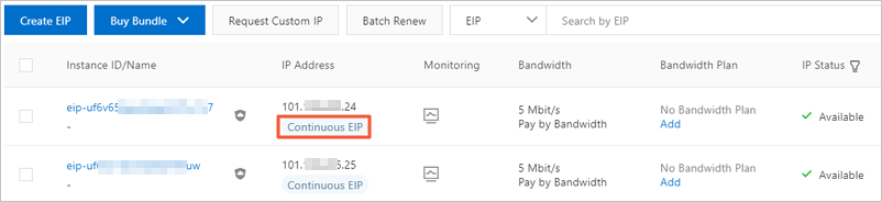 Apply for continuous EIPs
