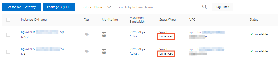 Create an enhanced NAT gateway