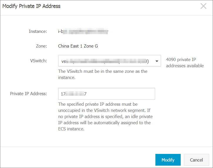 Modify Private IP Address