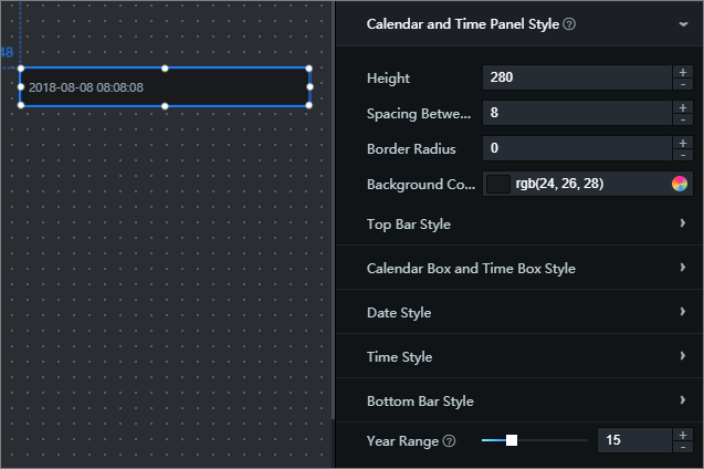 Calendar and Time Panel Style