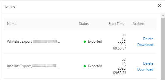 Download task in the list