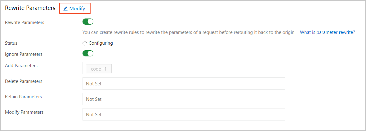 Rewrite parameters