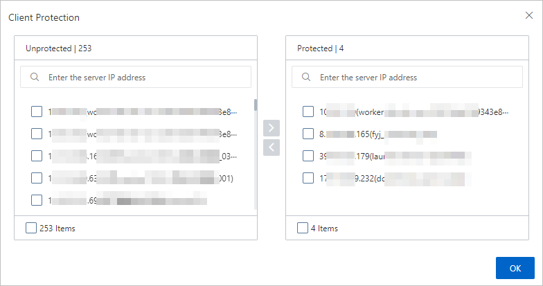 Disable client protection