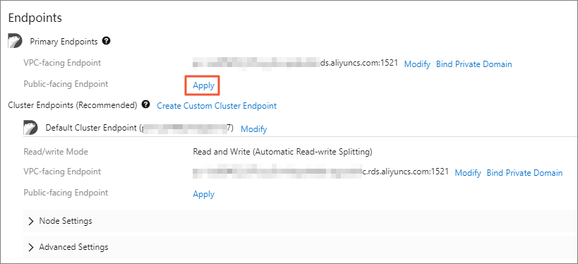 Apply for a public endpoint