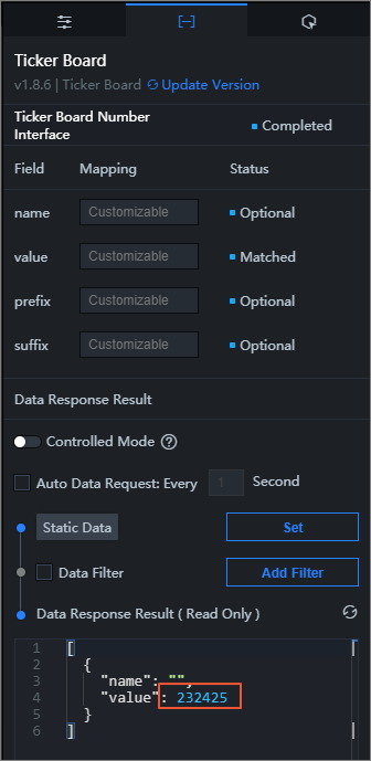 Set value to the data you want to show