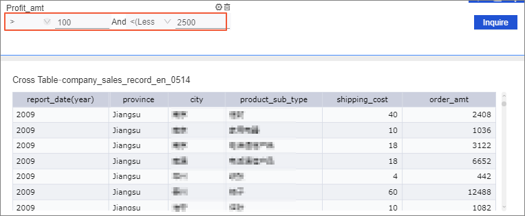 Query results