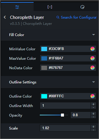 Settings tab of the choropleth layer