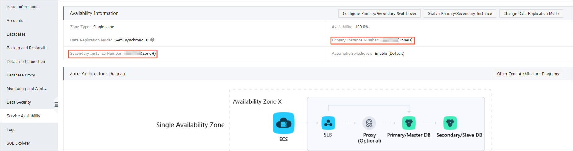Primary Instance No. and Secondary Instance No.