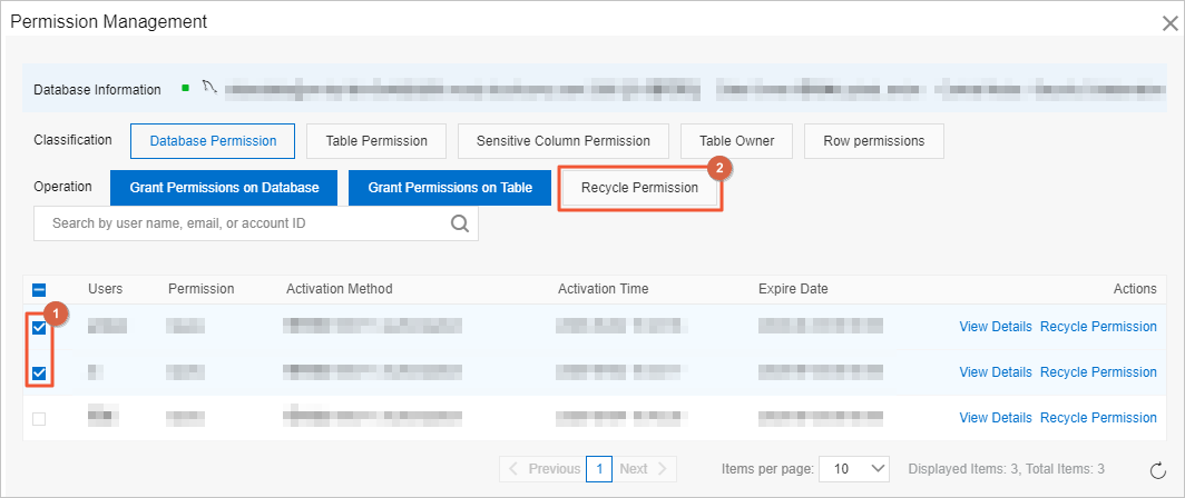Revoke permissions of multiple users at a time as a database owner