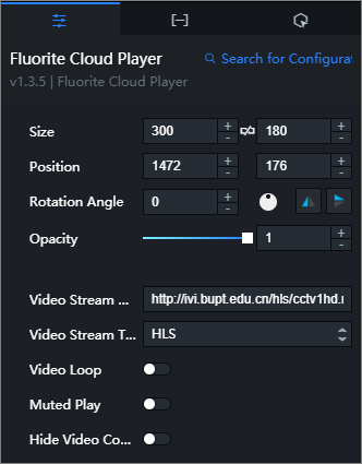 Settings tab of the fluorite cloud player