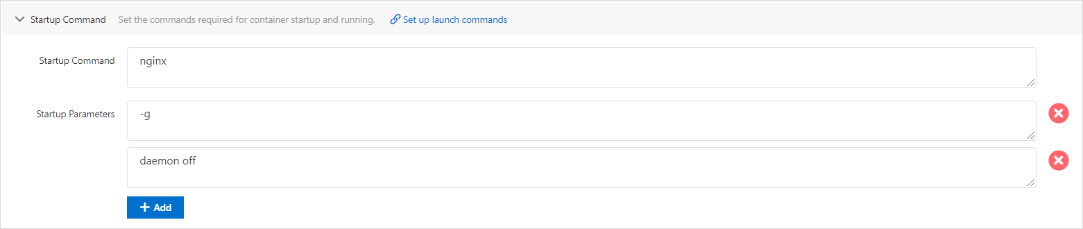 Startup command