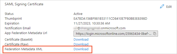 Download Federation Metadata XML