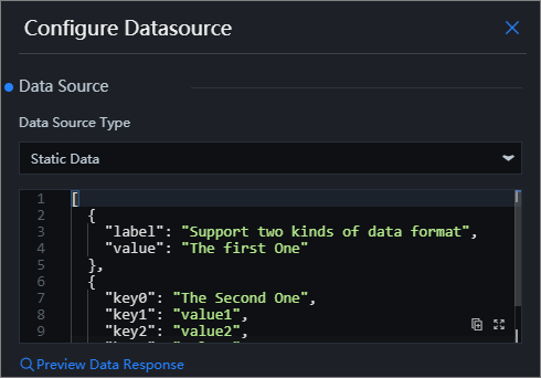 Configure data for the Table widget