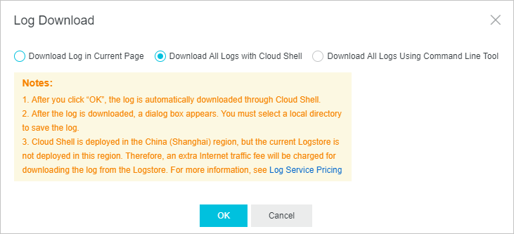 Use Cloud Shell to download all log data.