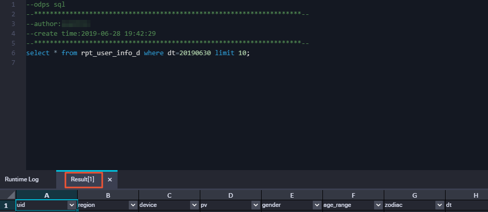 Query result