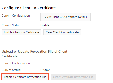 Enable Certificate Revocation File button