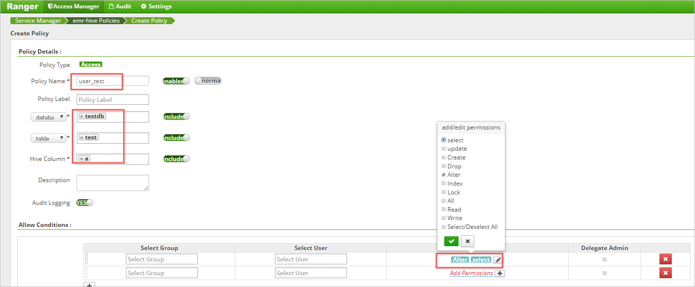 Configure permissions