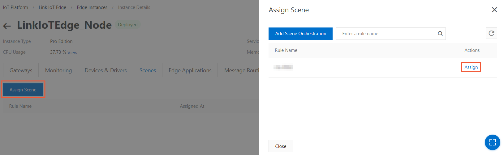 Assign the scene rule to an edge instance