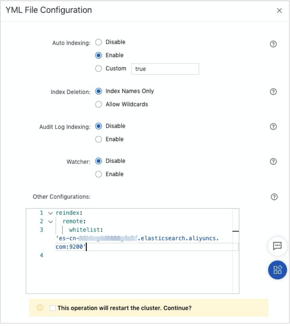 Configure the YML file - Elasticsearch Instances Management| Alibaba ...