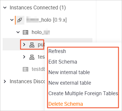Manage a schema