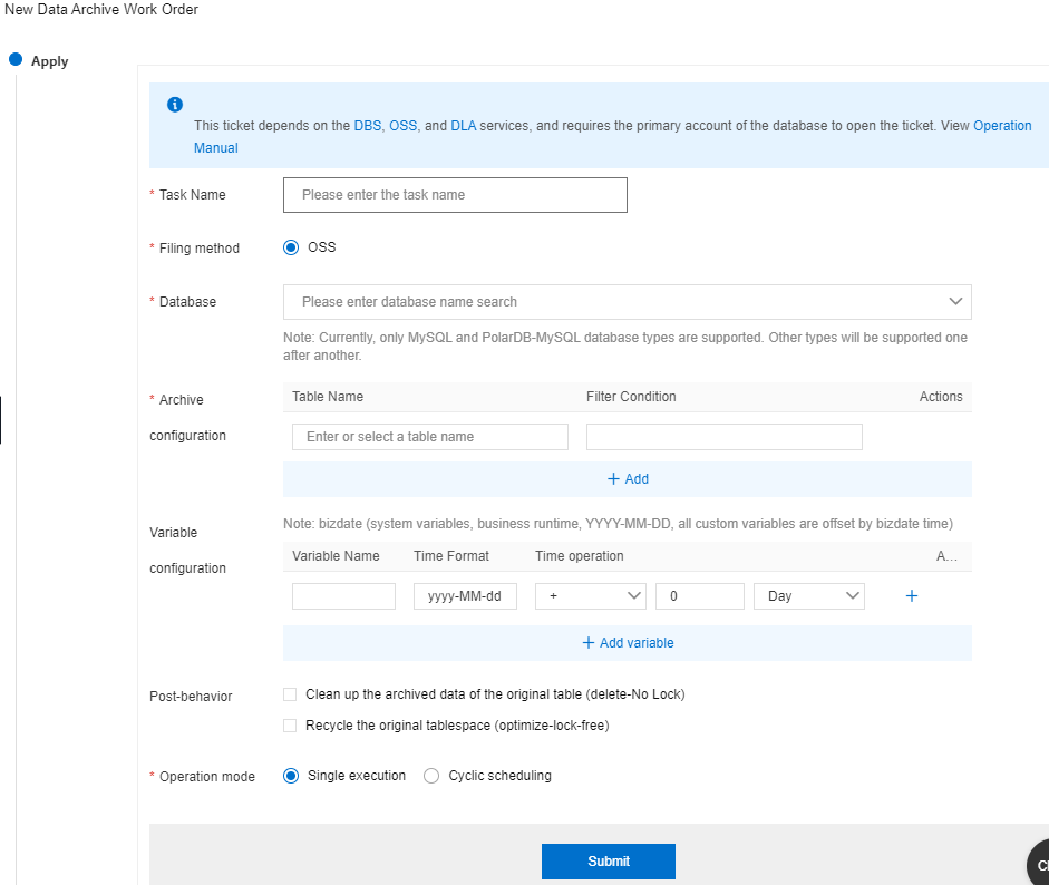 Data archiving configurations