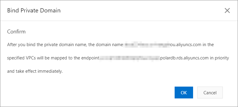 Confirm the private domain name again