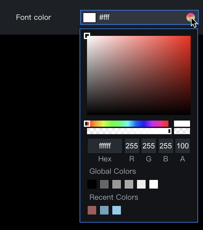 Configuration example of a color picker