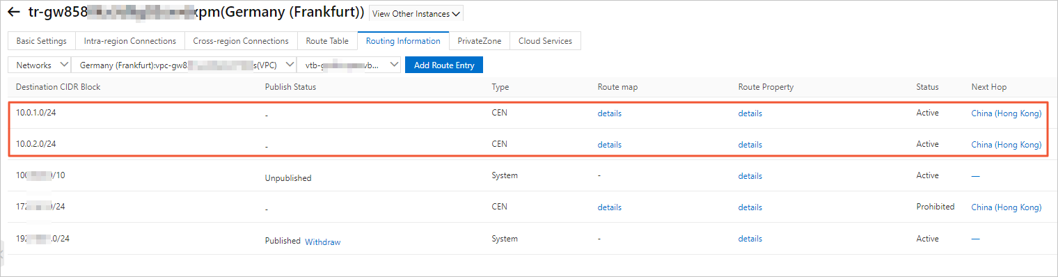 VPC 3 accepts routes from VPC 1