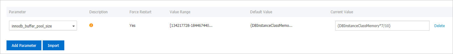 Edit parameters by using a parameter template