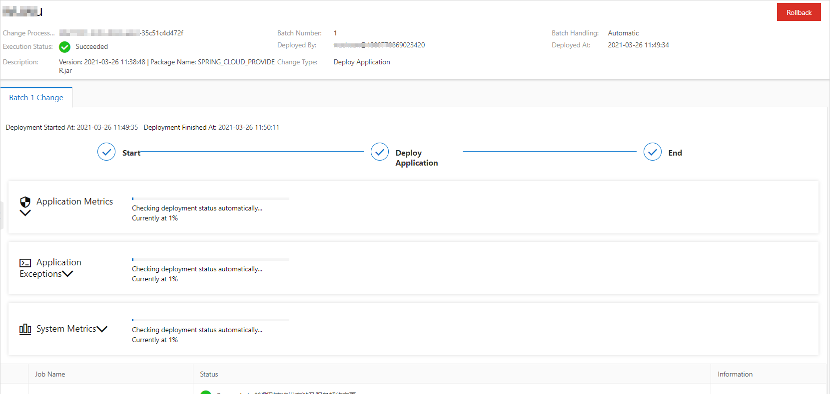 Successful deployment of the historical version