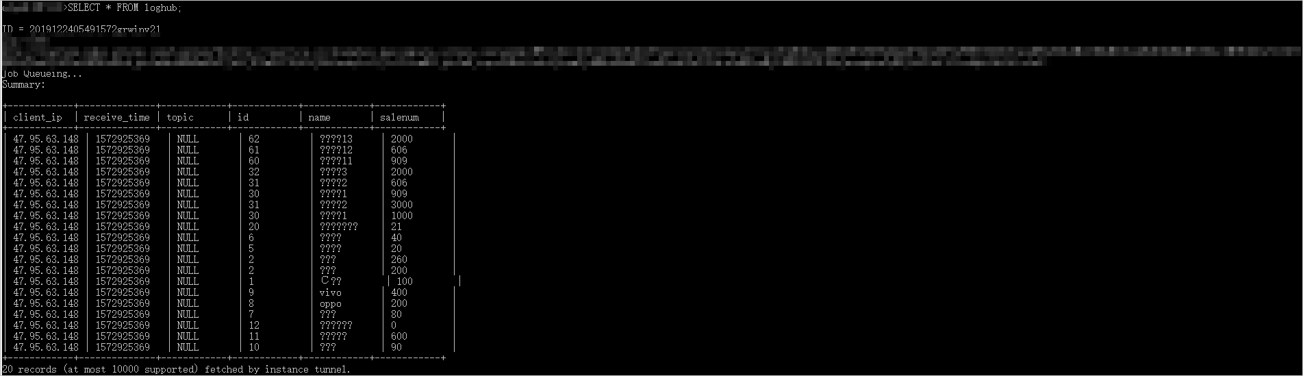 Query result