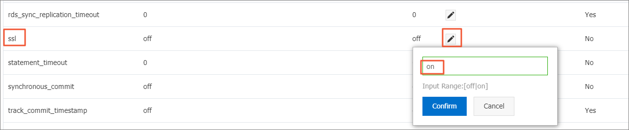 Reconfigure the ssl parameter