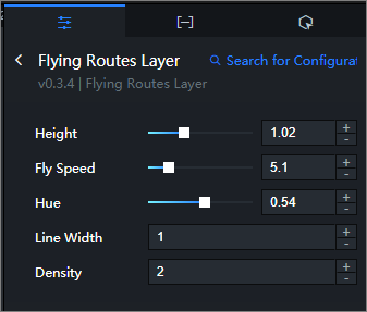 Settings tab of the flying routes layer