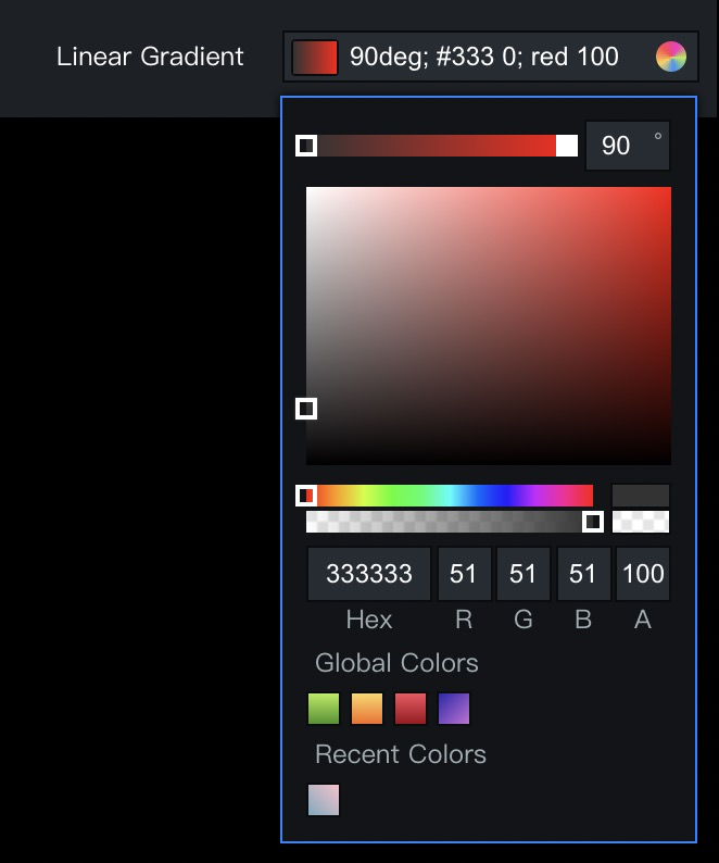 Configuration example of a gradient color padding box
