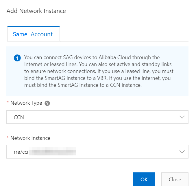 Select the CCN instance
