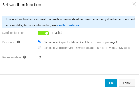 Sandbox backup configurations
