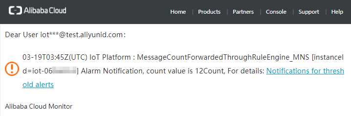 Alert notification email