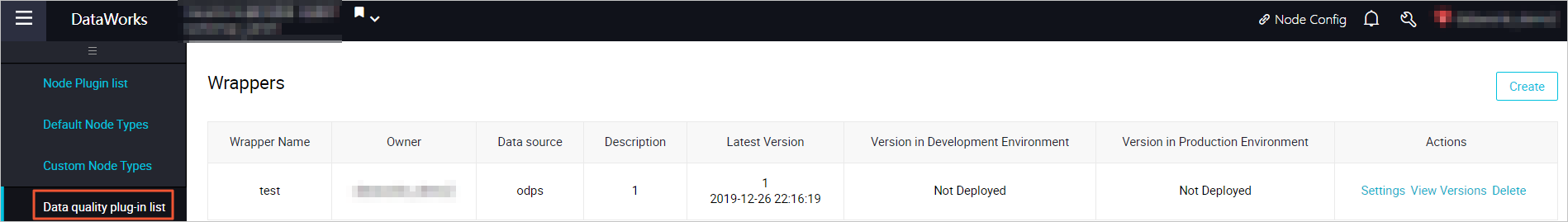 Data quality plug-in list tab