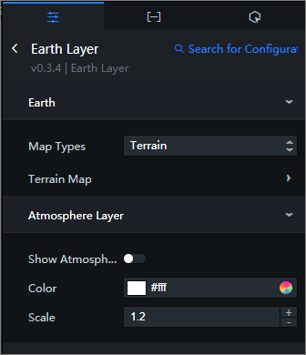 Settings tab of an earth layer
