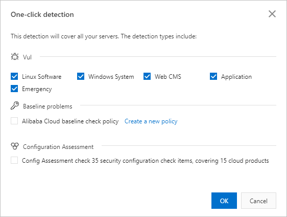 One-click detection dialog box