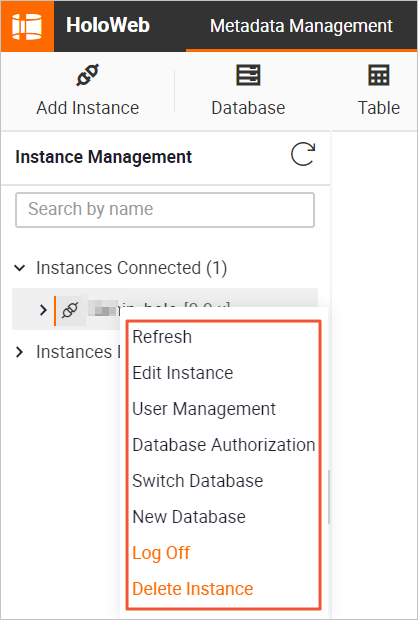 Manage the connected instances