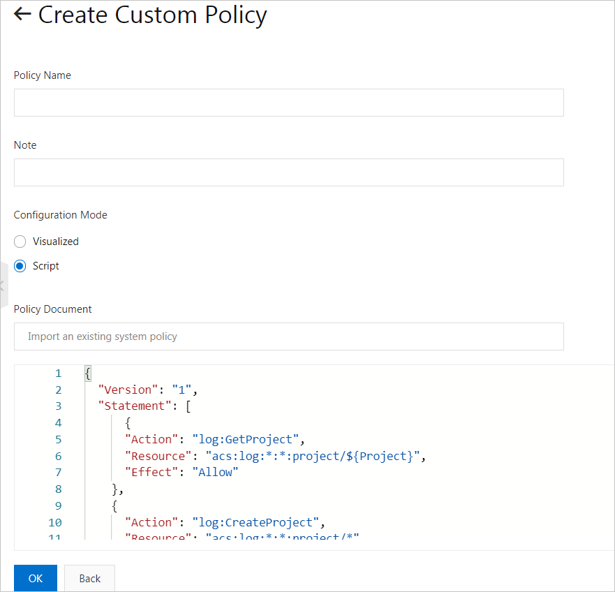 Create Custom Policy