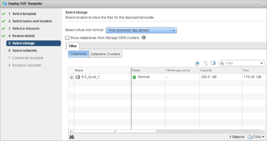 Select a storage resource